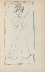 Cuaderno de bocetos italiano: Mujer de pie con sombrilla (página 233) de Maurice Prendergast