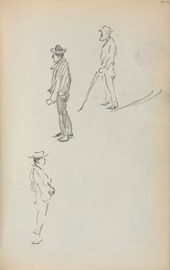 Cuaderno de bocetos italiano: Tres hombres de pie (página 44) de Maurice Prendergast