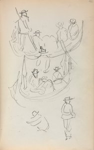 Cuaderno de bocetos italiano: Dos góndolas con figuras de Maurice Prendergast