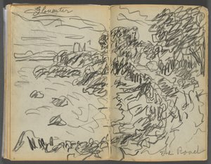 Sketchbook- The Granite Shore Hotel, Rockport, página 008  9: "Gloucester- The Road" de Maurice Prendergast