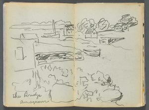 Sketchbook- The Granite Shore Hotel, Rockport, página 092 y 93: "The Bridge , Annisquam" de Maurice Prendergast