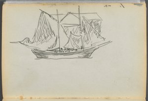 Libro de bocetos- The Granite Shore Hotel, Rockport, página 098: Velero de Maurice Prendergast