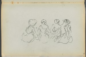Libro de bocetos- The Granite Shore Hotel, Rockport, página 099: Figuras femeninas sentadas de Maurice Prendergast