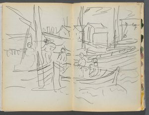 Sketchbook- The Granite Shore Hotel, Rockport, página 114 115: Figuras en un velero