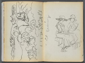 Sketchbook- The Granite Shore Hotel, Rockport, página 134 y 135: "Evening" (Atardecer) de Maurice Prendergast