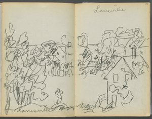 Sketchbook- The Granite Shore Hotel, Rockport, página 144 y 145: "Lanesville" de Maurice Prendergast