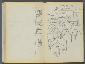 Libro de bocetos- The Granite Shore Hotel, Rockport, página 174 y 175: Casas de Maurice Prendergast