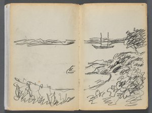 Libro de bocetos- The Granite Shore Hotel, Rockport, página 180 y 181: Línea de costa de Maurice Prendergast