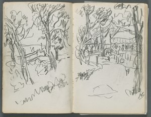 Cuaderno de bocetos, The Dells, N° 127, página 004 5: Paisaje de Maurice Prendergast