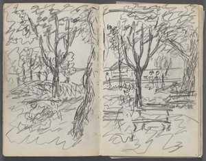 Cuaderno de bocetos, The Dells, N° 127, página 008  9: Paisaje de Maurice Prendergast