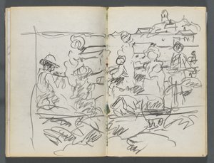 Cuaderno de bocetos, The Dells, N° 127, página 098 y 99: Figuras en un paisaje de Maurice Prendergast