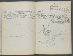 Cuaderno de bocetos, The Dells, N° 127, página 130  131: Vista de la costa de Maurice Prendergast