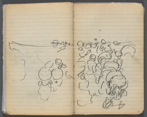 Cuaderno de bocetos, página 042 y 43: Vista de la playa de Maurice Prendergast