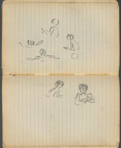 Cuaderno de bocetos, página 094 y 95: Figuras nadando de Maurice Prendergast