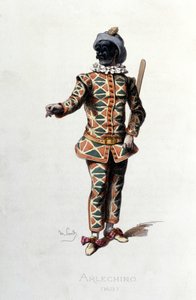 Arlequín en 1671. Maurice Sand "Máscaras y Bufones" París siglo XIX. (Maurice Sand era hijo de George Sand). de Maurice Sand
