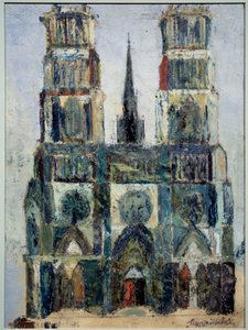 Gran catedral o Catedral de Orleans, c. 1913 (óleo sobre contrachapado de parqué)