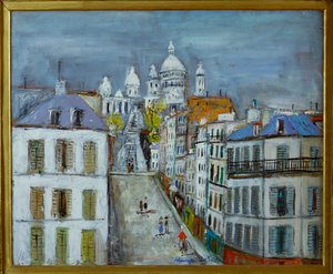 Calle Chappe, Montmartre, c. 1937 (óleo sobre tabla) de Maurice Utrillo