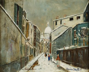 Rue St. Rustique sous la Neige, Montmartre, c. 1939 (óleo sobre lienzo)