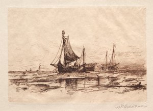 Barcos de pesca en la playa de Scheveningen de Maurits Frederik Hendrik De Haas