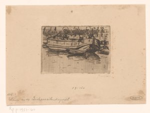 Barco en el canal Bickersgracht, Ámsterdam de Maurits van der Valk (signed by artist)