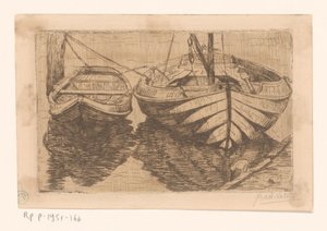 Barco de remo y velero de Maurits van der Valk (signed by artist)