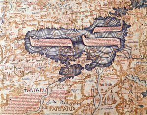Vista del Mar Negro Detalle del mapamundi del hermano Maurus (Mauro) camaldulense 1459 Biblioteca Marciana, Venecia de Mauro Fra