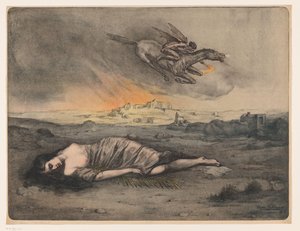 Mujer reclinada y jinete volador con antorcha de Max Alexander Alandt (signed by artist)