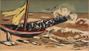 Mar marrón con gaviotas de Max Beckmann