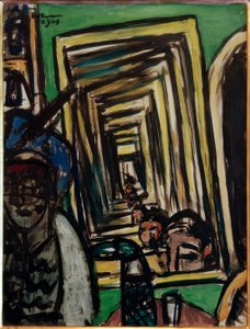 Interior de Café con Espejo de Juego de Max Beckmann
