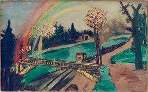 Paisaje ferroviario con arco iris de Max Beckmann