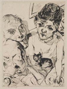 Tarde (Autorretrato con los Battenberg), placa 10 del portafolio "Rostros" de Max Beckmann