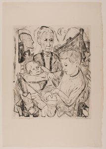 Escena familiar (Familia Beckmann), lámina 2 del portafolio “Rostros” de Max Beckmann