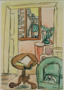 Interior con mesa redonda de Max Beckmann