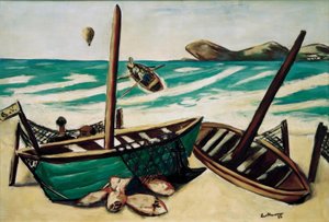 Paisaje costero con globo de Max Beckmann