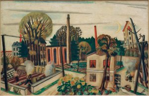 Paisaje cerca de Frankfurt, con fábrica