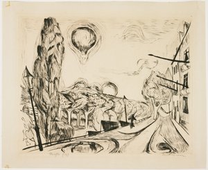 Paisaje con globo (Landscape with Balloon) de Max Beckmann