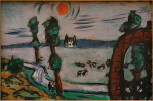 Paisaje con niebla y vacas de Max Beckmann