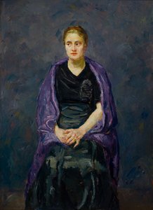 Retrato de visón con mantón violeta de Max Beckmann