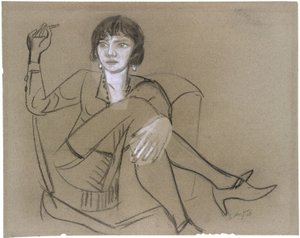 Quappi en un sillón, fumando de Max Beckmann