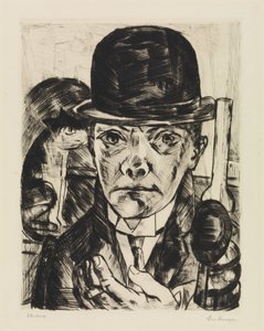 Autorretrato con sombrero rígido de Max Beckmann