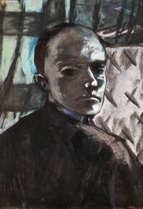 Autorretrato con cortina verde