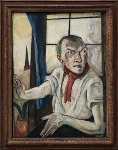 Autorretrato con pañuelo rojo de Max Beckmann