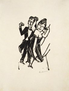 Pequeña pareja de bailarines (xilografía) de Max Beckmann