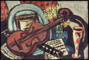 Naturaleza muerta con violín y flauta de Max Beckmann