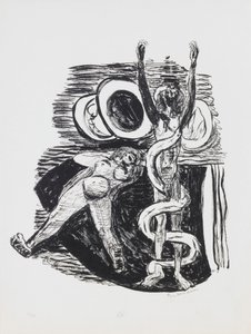 La Caída del Hombre, lámina 14 del portafolio “Día y Sueño” de Max Beckmann