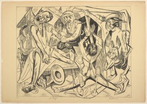 La noche, lámina siete de Die Hölle de Max Beckmann