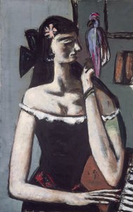 Mujer con loro de Max Beckmann