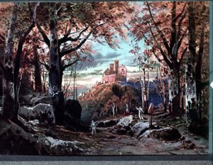 Decorado para “Tannhauser”, ópera de Richard Wagner. Escenografía de Bruckner