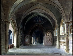 Decoración para “Die Meistersinger” o “Los maestros cantores de Núremberg”, ópera de Richard Wagner. Escenografía de Bruckner, Acto I. Museo Wagner Bayreuth de Max Bruckner