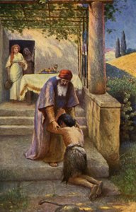 El hijo pródigo, escena del Nuevo Testamento (impresión)